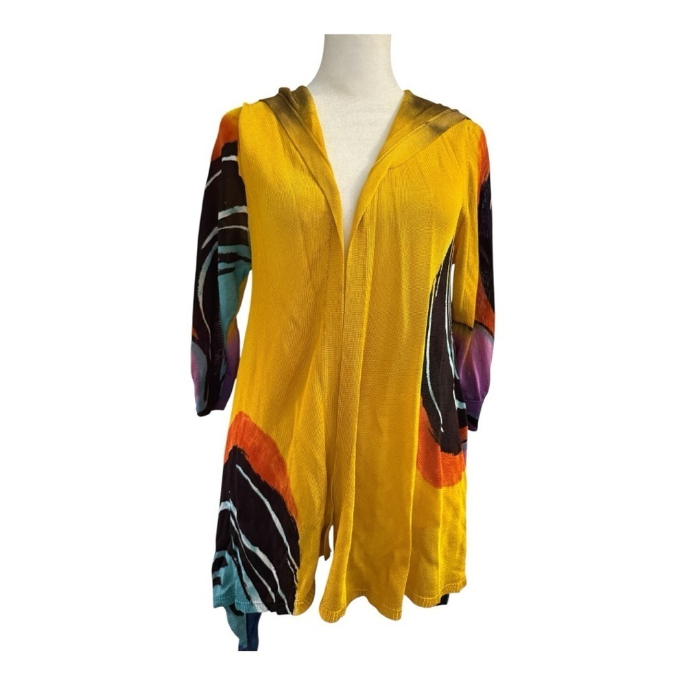 Dor Dor Couture Open Multicolor Handkerchief Cardigan Hoodie